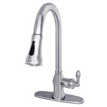 Kingston Brass Gourmetier GSY7771ACL American Classic Single Handle Pull-Down Sprayer Kitchen Faucet, Polished Chrome