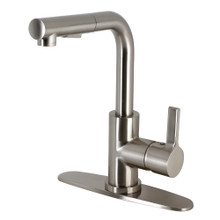 Kingston Brass Gourmetier LS2718CTL Continental Single Handle Kitchen Faucet with Pull-Out Sprayer, Brushed Nickel