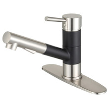 Kingston Brass Gourmetier LS8409DL Concord Single Handle Pull-Out Kitchen Faucet, Matte Black/Brushed Nickel