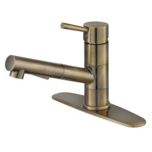 Kingston Brass Gourmetier LS84DLAB Concord Single Handle Pull-Out Kitchen Faucet, Antique Brass