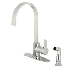Kingston Brass Gourmetier LS8711CTLSP Continental Single Handle Kitchen Faucet with Side Sprayer, Polished Chrome