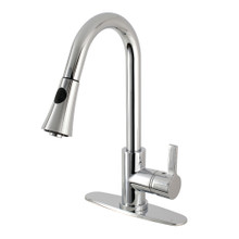 Kingston Brass Gourmetier LS8721CTL Continental Single Handle Pull-Down Kitchen Faucet, Polished Chrome
