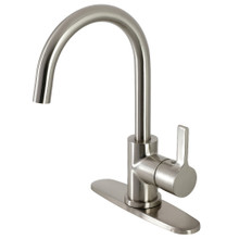 Kingston Brass Continental Single Handle Kitchen Faucet with 8-Inch Plate, Brushed Nickel
