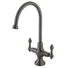 Kingston Brass KS1768ALLS Single Handle Two Hole Kitchen Faucet, Brushed Nickel