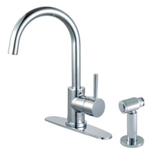 Kingston Brass LS8571DLBS Concord Single Handle Kitchen Faucet with Brass Sprayer, Polished Chrome