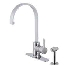Kingston Brass LS8711CTLBS Continental Single Handle Kitchen Faucet with Brass Sprayer, Polished Chrome