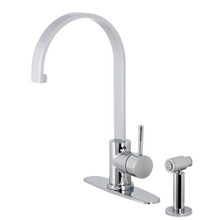 Kingston Brass LS8711DLBS Concord Single Handle Kitchen Faucet with Brass Sprayer, Polished Chrome
