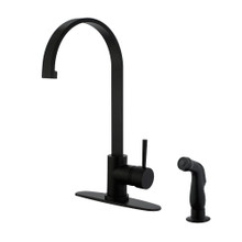 Kingston Brass Gourmetier LS8710DLSP Concord Single Handle Kitchen Faucet with Side Sprayer, Matte Black