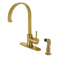 Kingston Brass Gourmetier LS8713DLSP Concord Single Handle Kitchen Faucet with Side Sprayer, Brushed Brass