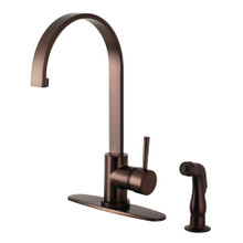 Kingston Brass Gourmetier LS8715DLSP Concord Single Handle Kitchen Faucet with Side Sprayer, Oil Rubbed Bronze