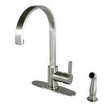 Kingston Brass Gourmetier LS8718CTLSP Continental Single Handle Kitchen Faucet with Side Sprayer, Brushed Nickel