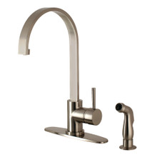 Kingston Brass Gourmetier LS8718DLSP Concord Single Handle Kitchen Faucet with Side Sprayer, Brushed Nickel