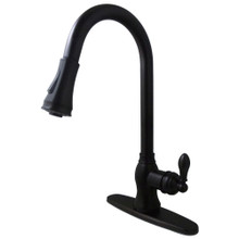 Kingston Brass Gourmetier GSY7775ACL American Classic Single Handle Pull-Down Sprayer Kitchen Faucet, Oil Rubbed Bronze