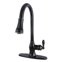 Kingston Brass Gourmetier GSY7776ACL American Classic Single Handle Pull-Down Sprayer Kitchen Faucet, Naples Bronze