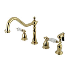 Kingston Brass KB1792WLLBS Wilshire Widespread Kitchen Faucet with Brass Sprayer, Polished Brass