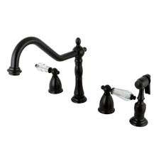 Kingston Brass KB1795WLLBS Wilshire Widespread Kitchen Faucet with Brass Sprayer, Oil Rubbed Bronze