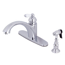 Kingston Brass KS6571PLBS Single Handle Kitchen Faucet with Side Spray, Polished Chrome
