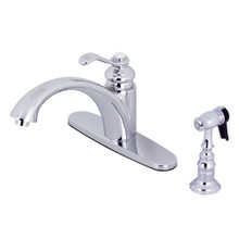 Kingston Brass KS6571TPLBS Templeton Single Handle Kitchen Faucet with Side Spray, Polished Chrome