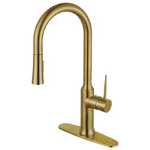Kingston Brass Gourmetier LS2723NYL New York Single Handle Pull-Down Kitchen Faucet, Brushed Brass
