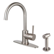 Kingston Brass LS8578DLBS Concord Single Handle Kitchen Faucet with Brass Sprayer, Brushed Nickel