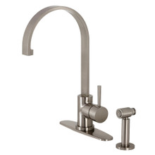 Kingston Brass LS8718DLBS Concord Single Handle Kitchen Faucet with Brass Sprayer, Brushed Nickel