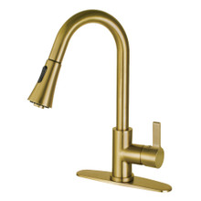 Kingston Brass Gourmetier LS8723CTL Continental Single Handle Pull-Down Kitchen Faucet, Brushed Brass