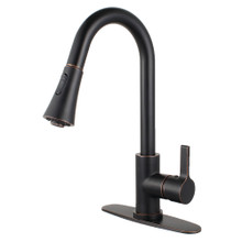 Kingston Brass Gourmetier LS8726CTL Continental Single Handle Pull-Down Kitchen Faucet, Naples Bronze