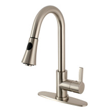 Kingston Brass Gourmetier LS8728CTL Continental Single Handle Pull-Down Kitchen Faucet, Brushed Nickel