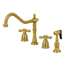 Kingston Brass KB1797AXBS 8-Inch Widespread Kitchen Faucet with Brass Sprayer, Brushed Brass