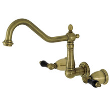 Kingston Brass KS1283PKL Duchess Wall Mount Kitchen Faucet, Antique Brass