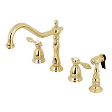 Kingston Brass KS1792TALBS Widespread Kitchen Faucet, Polished Brass