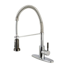 Kingston Brass Gourmetier GSY8881DKL Kaiser Single Handle Pre-Rinse Kitchen Faucet, Polished Chrome/Black Stainless Steel