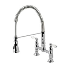 Kingston Brass Gourmetier GS1271PL Heritage Two Handle Deck-Mount Pull-Down Sprayer Kitchen Faucet, Polished Chrome