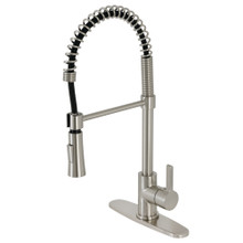 Kingston Brass Gourmetier LS8678CTL Continental Single Handle Pre-Rinse Kitchen Faucet, Brushed Nickel