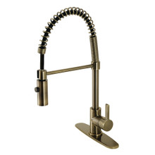 Kingston Brass Gourmetier LS877CTLAB Continental Single Handle Pre-Rinse Kitchen Faucet, Antique Brass