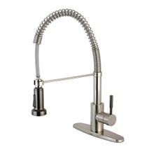 Kingston Brass Gourmetier GSY8888DKL Kaiser Single Handle Pre-Rinse Kitchen Faucet, Brushed Nickel/Black Stainless Steel
