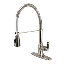 Kingston Brass Gourmetier GSY8898AKL Kaiser Single Handle Pre-Rinse Kitchen Faucet, Brushed Nickel/Black Stainless Steel