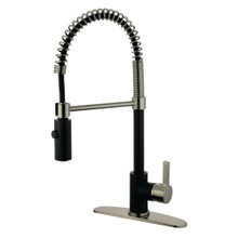 Kingston Brass Gourmetier LS8779CTL Continental Single Handle Pre-Rinse Kitchen Faucet, Matte Black/Brushed Nickel