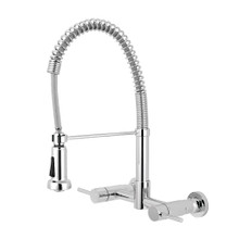 Kingston Brass Gourmetier GS8181DL Concord Two Handle Wall Mount Pull-Down Kitchen Faucet, Polished Chrome
