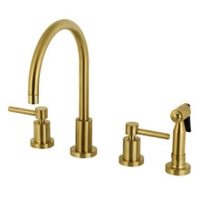Kingston Brass KS8727DLBS Concord 8-Inch Widespread Kitchen Faucet with Brass Sprayer, Brushed Brass