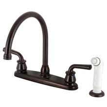 Kingston Brass  KB725RXL Restoration 8-Inch Centerset Kitchen Faucet with White Sprayer, Oil Rubbed Bronze
