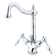 Kingston Brass  KS1431NL Naples Two Handle Bathroom Faucet with Brass Pop-Up and Cover Plate, Polished Chrome