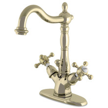 Kingston Brass  KS1432BX Vintage Two Handle Bathroom Faucet with Brass Pop-Up and Cover Plate, Polished Brass