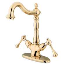Kingston Brass  KS1492BL Two Handle Single Hole Vessel Sink Faucet, Polished Brass