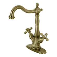Kingston Brass  KS1493AX Two Handle Single Hole Vessel Sink Faucet, Antique Brass