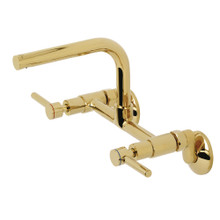 Kingston Brass  Concord 8" Adjustable Center Wall Mount Kitchen Faucet, Polished Brass