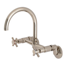 Kingston Brass  Concord 8-Inch Adjustable Center Wall Mount Kitchen Faucet, Polished Nickel