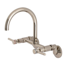 Kingston Brass  KS814PN Concord 8-Inch Adjustable Center Wall Mount Kitchen Faucet, Polished Nickel