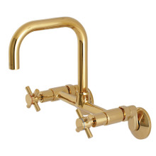 Kingston Brass  Concord 8-Inch Adjustable Center Wall Mount Kitchen Faucet, Polished Brass