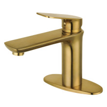 Kingston Brass Fauceture   LS4203CXL Frankfurt Single Handle Bathroom Faucet with Deck Plate and Drain, Brushed Brass